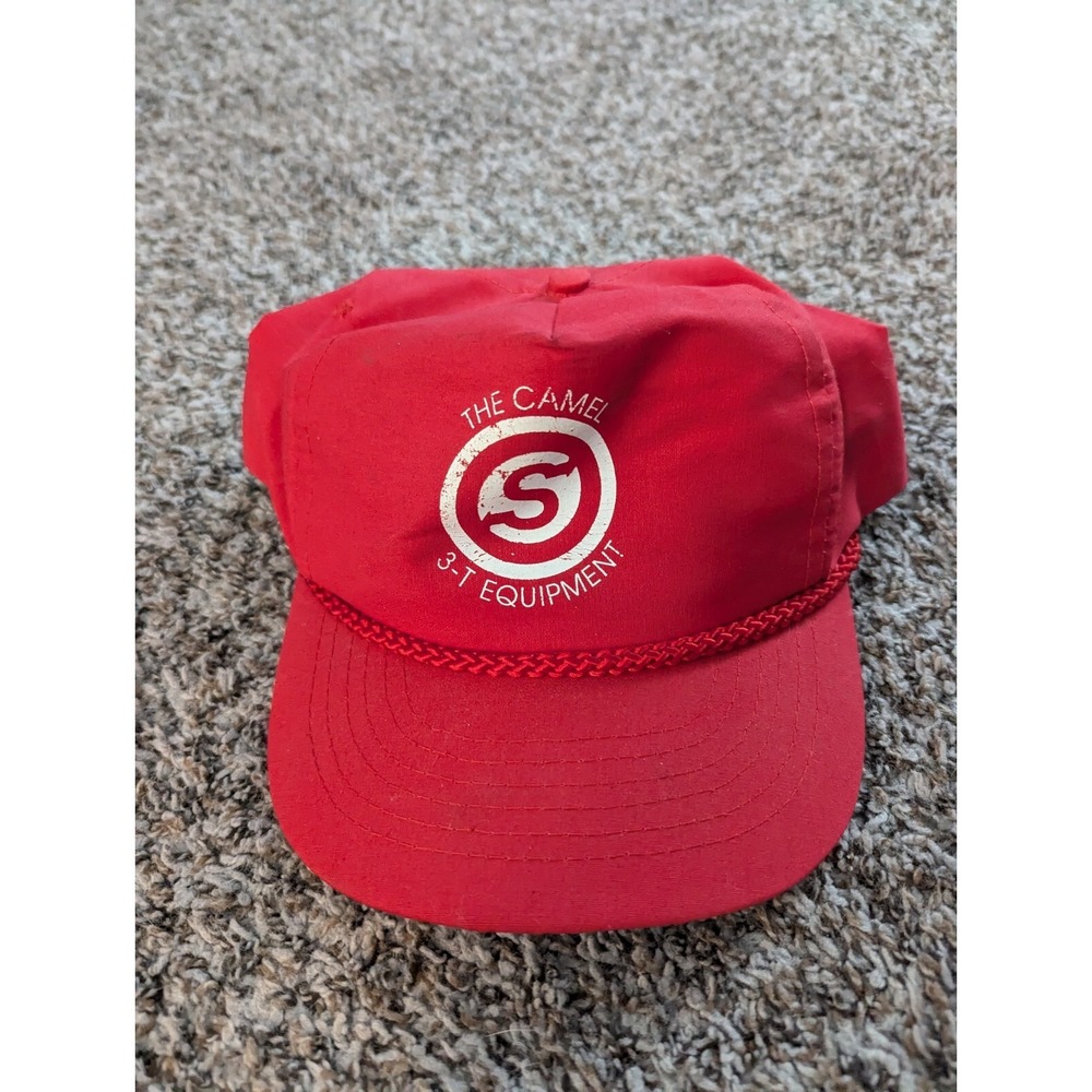 Vtg The Camel 3-T Equipment Snapback Rope Hat Designer Award Headwear‎ Red